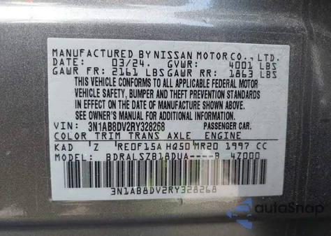 2024 Nissan Sentra Sr Xtronic Cvt from USA, damaged, VIN 3N1AB8DV2RY328268